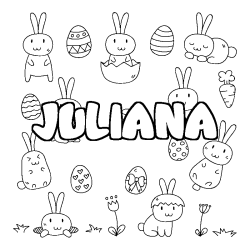 Coloring page first name JULIANA - Easter background