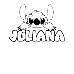 Coloring page first name JULIANA - Stitch background