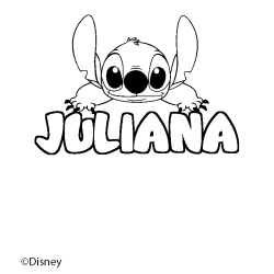 Coloring page first name JULIANA - Stitch background