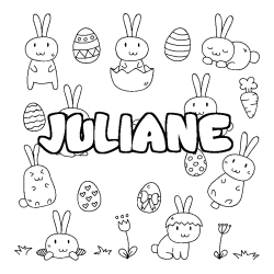 Coloring page first name JULIANE - Easter background