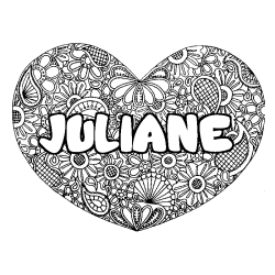 Coloring page first name JULIANE - Heart mandala background