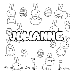 Coloring page first name JULIANNE - Easter background