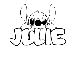 Coloring page first name JULIE - Stitch background