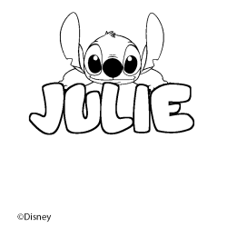 Coloring page first name JULIE - Stitch background