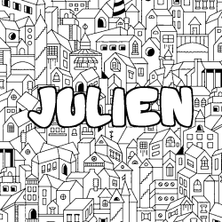 Coloring page first name JULIEN - City background
