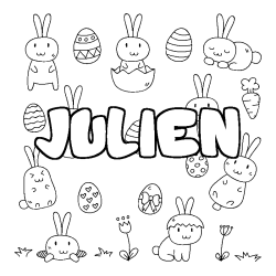 Coloring page first name JULIEN - Easter background