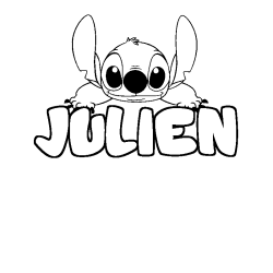 Coloring page first name JULIEN - Stitch background