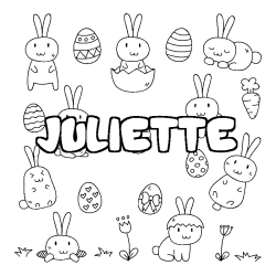 Coloring page first name JULIETTE - Easter background