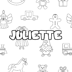 Coloring page first name JULIETTE - Toys background
