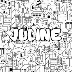 Coloring page first name JULINE - City background