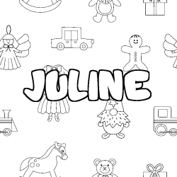 Coloring page first name JULINE - Toys background