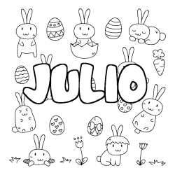 Coloring page first name JULIO - Easter background