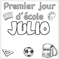 Coloring page first name JULIO - School First day background