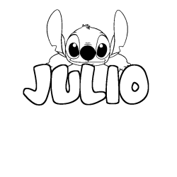 Coloring page first name JULIO - Stitch background