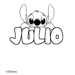 Coloring page first name JULIO - Stitch background