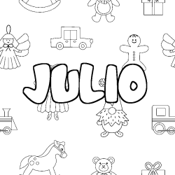 Coloring page first name JULIO - Toys background