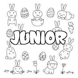 Coloring page first name JUNIOR - Easter background