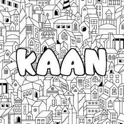Coloring page first name KAAN - City background