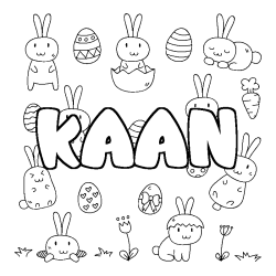 Coloring page first name KAAN - Easter background