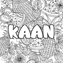 Coloring page first name KAAN - Fruits mandala background