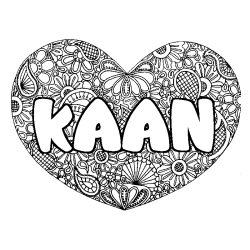 Coloring page first name KAAN - Heart mandala background