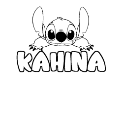 Coloring page first name KAHINA - Stitch background