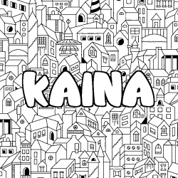 Coloring page first name KAINA - City background