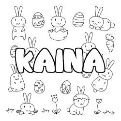 Coloring page first name KAINA - Easter background