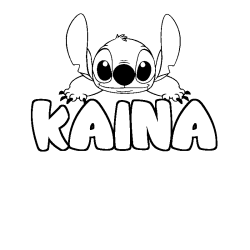 Coloring page first name KAINA - Stitch background