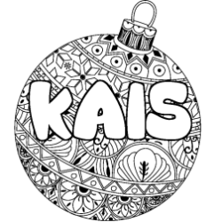 Coloring page first name KAIS - Christmas tree bulb background