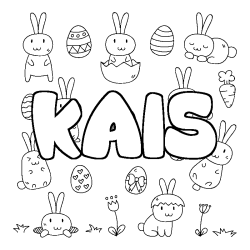 Coloring page first name KAIS - Easter background