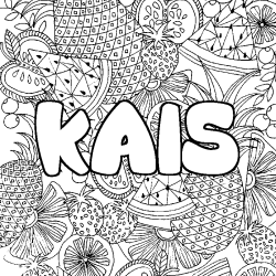 Coloring page first name KAIS - Fruits mandala background