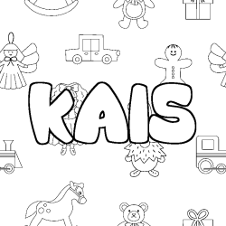 Coloring page first name KAIS - Toys background