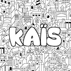 Coloring page first name KAÏS - City background