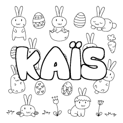 Coloring page first name KAÏS - Easter background