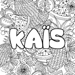 Coloring page first name KAÏS - Fruits mandala background