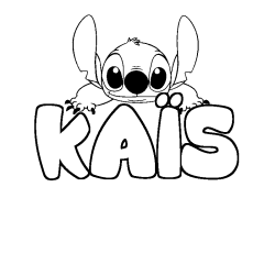 Coloring page first name KAÏS - Stitch background