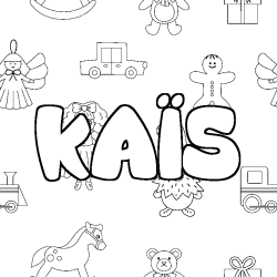 Coloring page first name KAÏS - Toys background