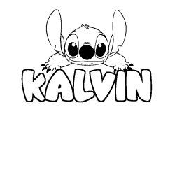 Coloring page first name KALVIN - Stitch background