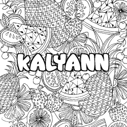 Coloring page first name KALYANN - Fruits mandala background