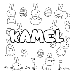 Coloring page first name KAMEL - Easter background
