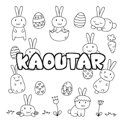 Coloring page first name KAOUTAR - Easter background