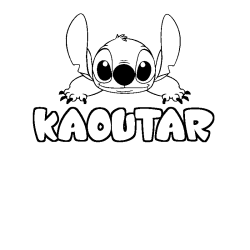 Coloring page first name KAOUTAR - Stitch background