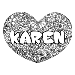 KAREN - Heart mandala background coloring