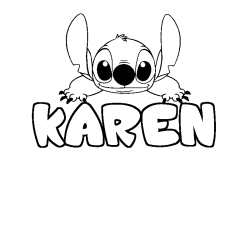 Coloring page first name KAREN - Stitch background