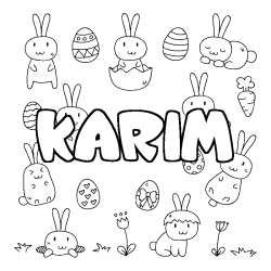 Coloring page first name KARIM - Easter background