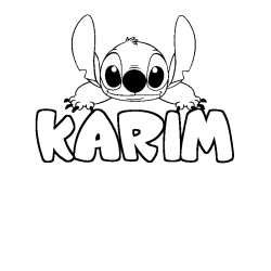 Coloring page first name KARIM - Stitch background