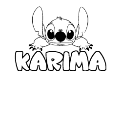 Coloring page first name KARIMA - Stitch background