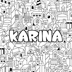 Coloring page first name KARINA - City background