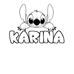 Coloring page first name KARINA - Stitch background